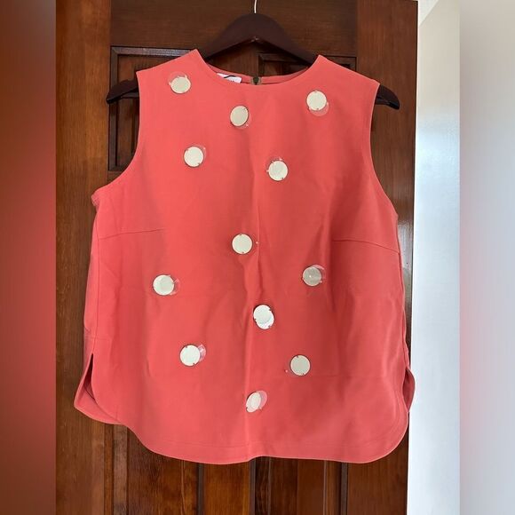 NWT Akris Punto Paillette Detail Tank Top Size 14 *MISSING ZIPPER PULL* - Picture 4 of 10
